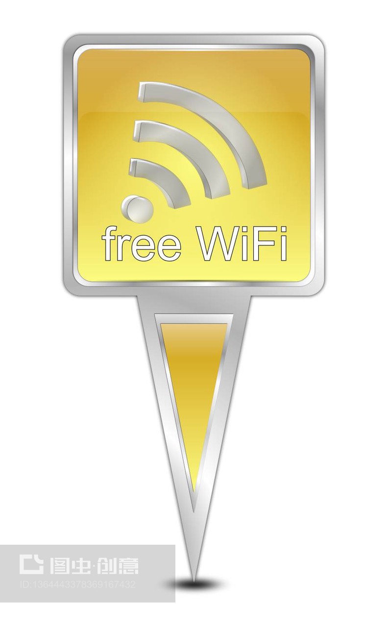 地圖指針與免費WiFi符號黃金-插圖